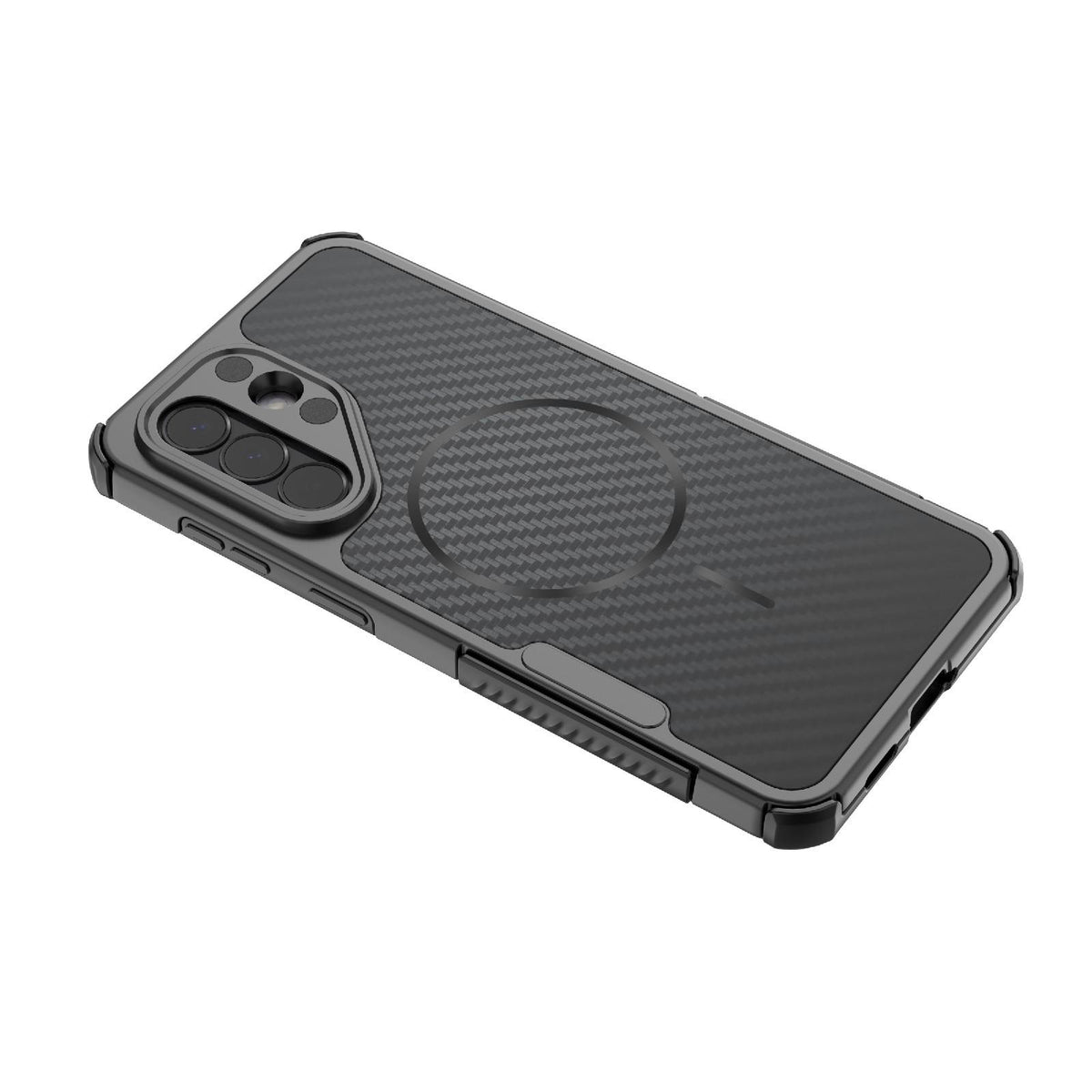 For Galaxy A57 5G Rugged Carbon Fiber Texture Airbag Shockproof Magnetic Phone Case - Gray - EDA010021203B