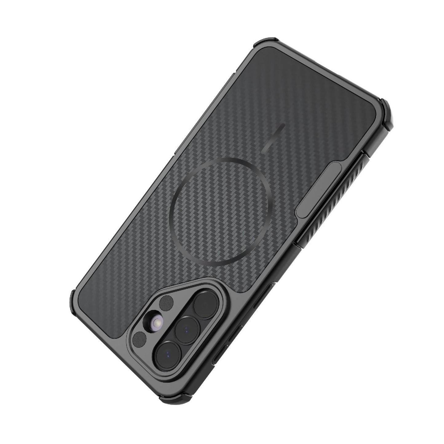For Galaxy A57 5G Rugged Carbon Fiber Texture Airbag Shockproof Magnetic Phone Case(Purple)