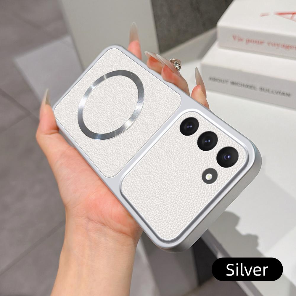 For Galaxy S23 5G Lambskin Series Magnetic Skin Feel Phone Case(Silver)