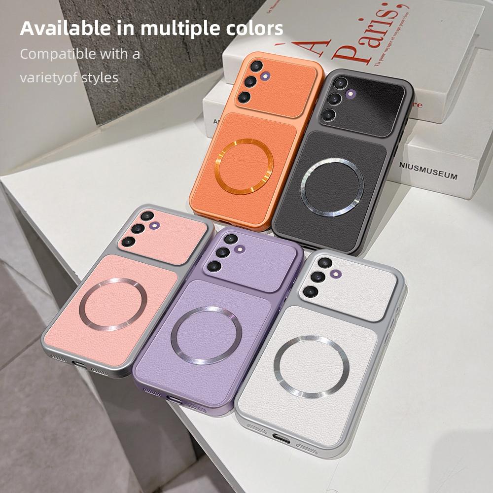 For Galaxy S23 FE 5G Lambskin Series Magnetic Skin Feel Phone Case(Silver)