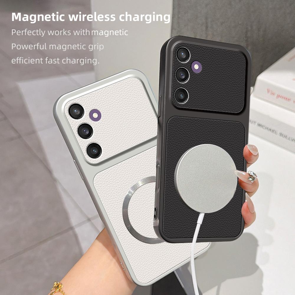For Galaxy S23 FE 5G Lambskin Series Magnetic Skin Feel Phone Case(Black)