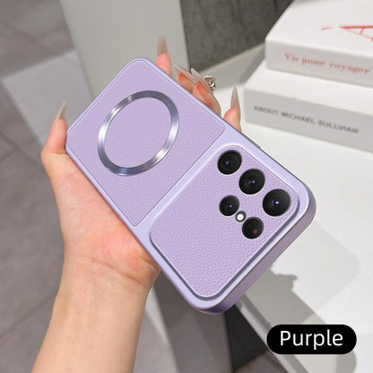 For Galaxy S23 Ultra 5G Lambskin Series Magnetic Skin Feel Phone Case(Purple)
