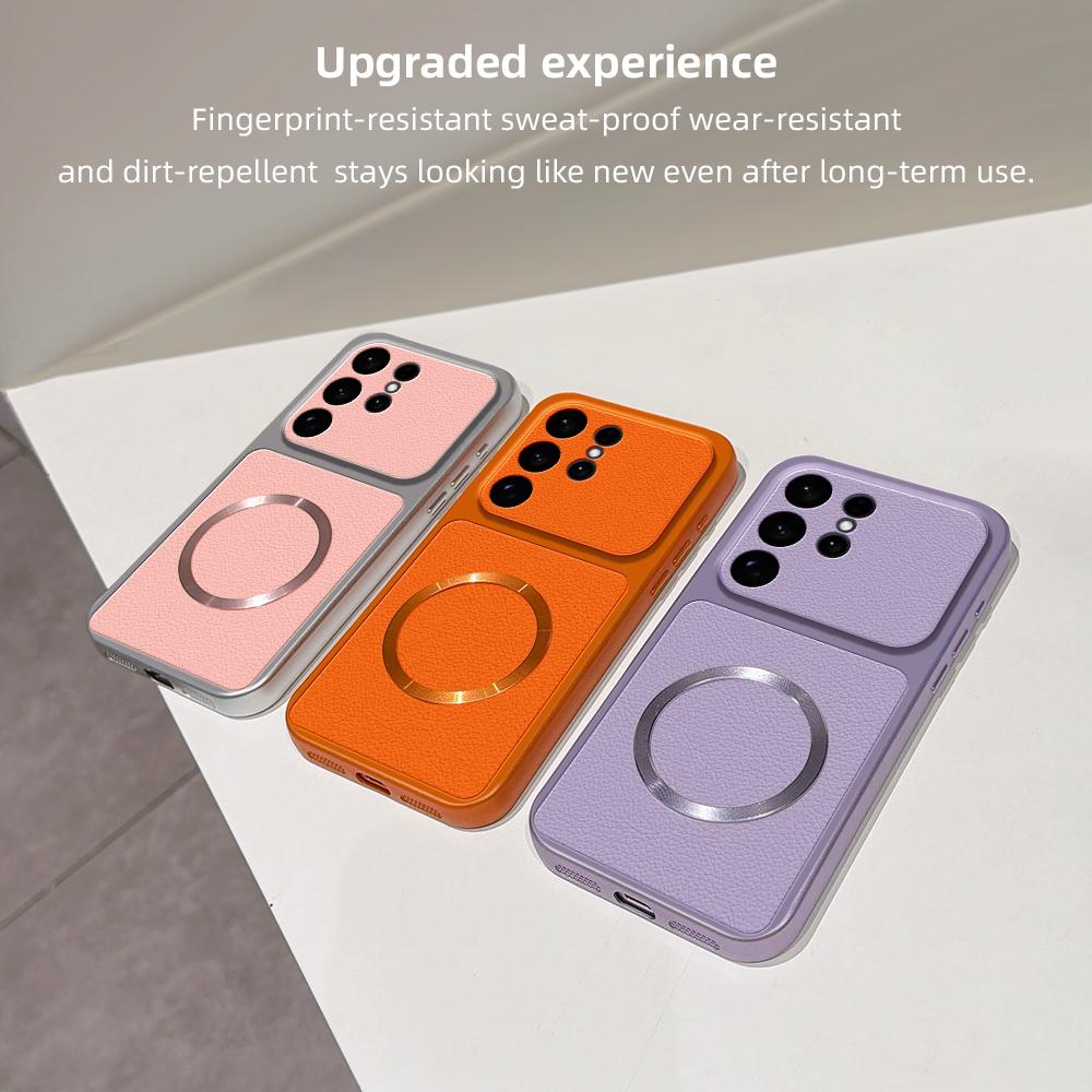 For Galaxy S26 Ultra 5G Lambskin Series Magnetic Skin Feel Phone Case(Orange)