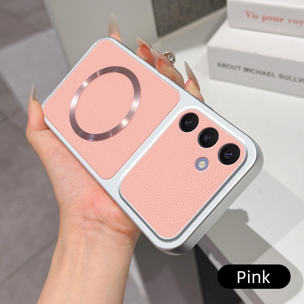 For Galaxy S24+ 5G Lambskin Series Magnetic Skin Feel Phone Case(Pink)