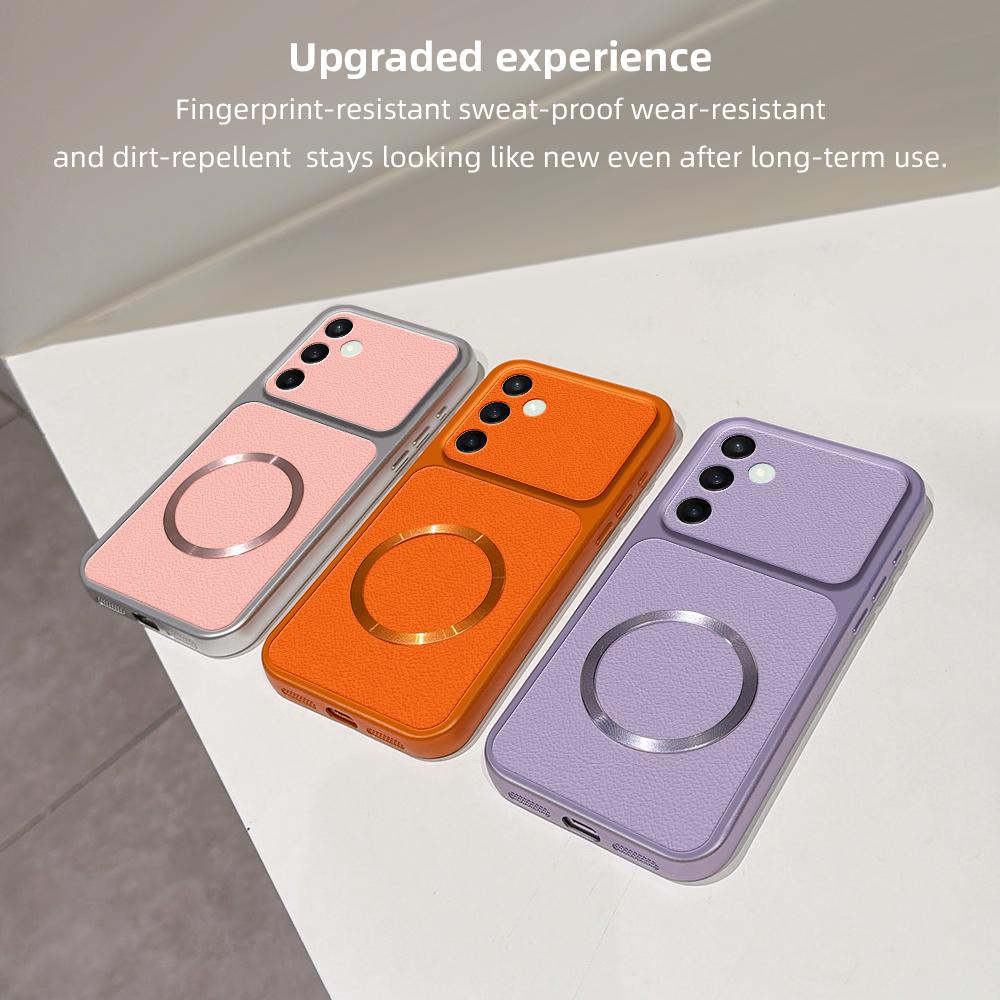 For Galaxy S24 FE 5G Lambskin Series Magnetic Skin Feel Phone Case(Orange)