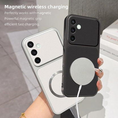 For Galaxy S24 FE 5G Lambskin Series Magnetic Skin Feel Phone Case(Black)