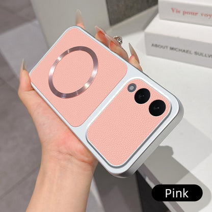 For Galaxy S25 Edge 5G Lambskin Series Magnetic Skin Feel Phone Case(Pink)