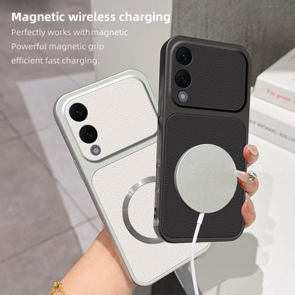 For Galaxy S25 Edge 5G Lambskin Series Magnetic Skin Feel Phone Case(Black)