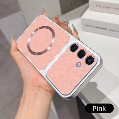 For Galaxy S25+ 5G Lambskin Series Magnetic Skin Feel Phone Case(Pink)