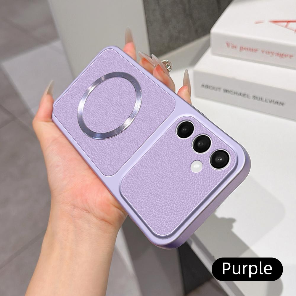 For Galaxy S25 FE 5G Lambskin Series Magnetic Skin Feel Phone Case(Purple)