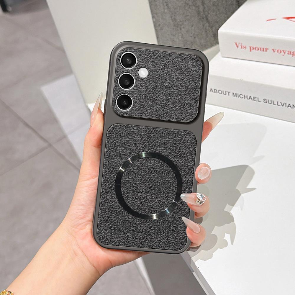 For Galaxy S25 FE 5G Lambskin Series Magnetic Skin Feel Phone Case(Black)