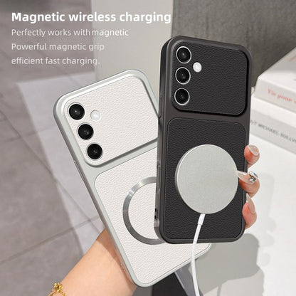 For Galaxy S25 FE 5G Lambskin Series Magnetic Skin Feel Phone Case(Black)