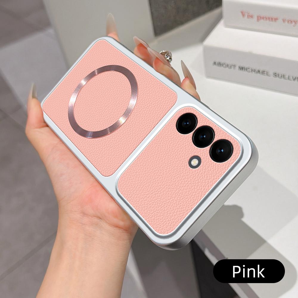 For Galaxy S26 FE 5G Lambskin Series Magnetic Skin Feel Phone Case(Pink)