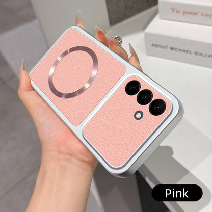 For Galaxy S26 FE 5G Lambskin Series Magnetic Skin Feel Phone Case(Pink)