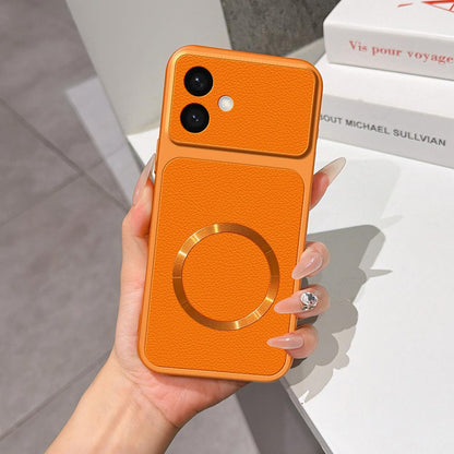 For Galaxy S26 Edge 5G Lambskin Series Magnetic Skin Feel Phone Case(Orange)
