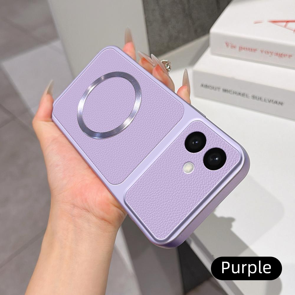 For Galaxy S26 Edge 5G Lambskin Series Magnetic Skin Feel Phone Case(Purple)