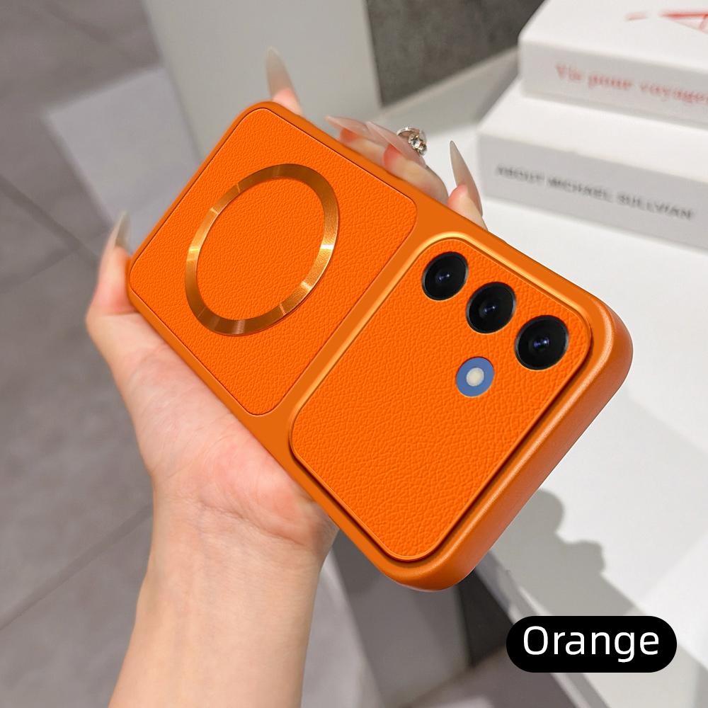 For Galaxy S26 5G Lambskin Series Magnetic Skin Feel Phone Case(Orange)