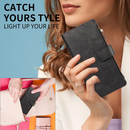 For Redmi Note 17 Pro+ 5G Global 163mm Imitation Calf Vegan Leather 9 Card Slots Zipper Phone Case with Wrist Strap(Black)