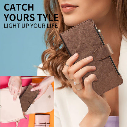 For Redmi Note 17 5G/4G Global 171mm Imitation Calf Vegan Leather 9 Card Slots Zipper Phone Case with Wrist Strap(Bronze)