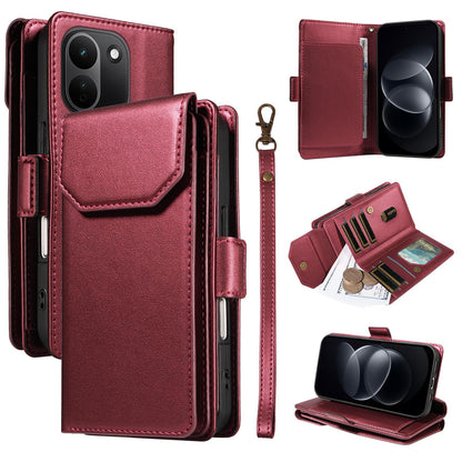 For Redmi Note 17 Pro+ 5G Global 163mm Multi Card Wallet Leather Phone Case with Strap(Red)