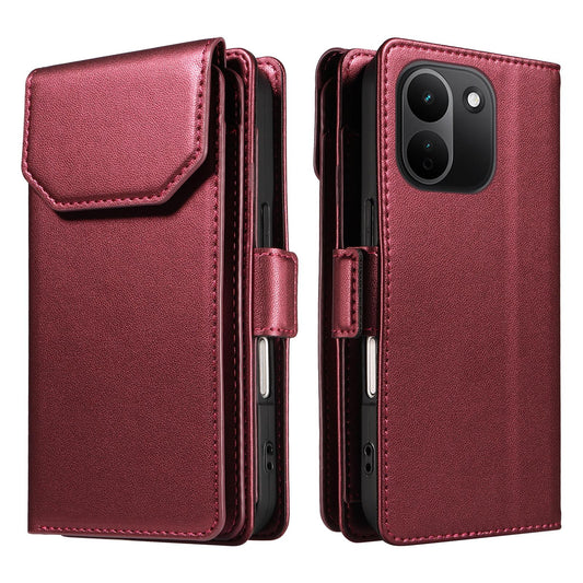 For Redmi Note 17 Pro+ 5G Global 163mm Multi Card Wallet Leather Phone Case with Strap(Red)