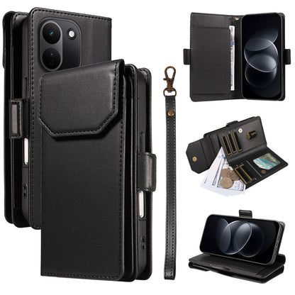 For Redmi Note 17 Pro+ 5G Global 163mm Multi Card Wallet Leather Phone Case with Strap(Black)