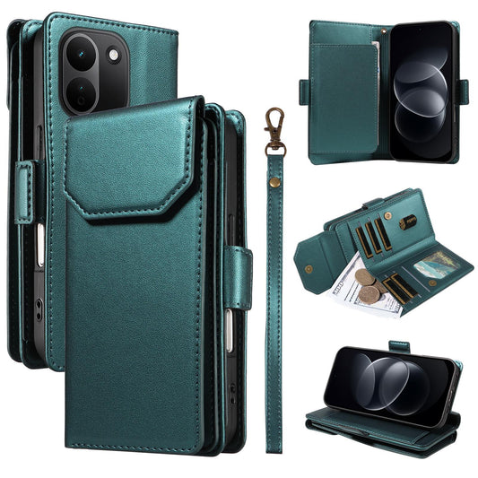 For Redmi Note 17 Pro+ 5G Global 163mm Multi Card Wallet Leather Phone Case with Strap(Green)