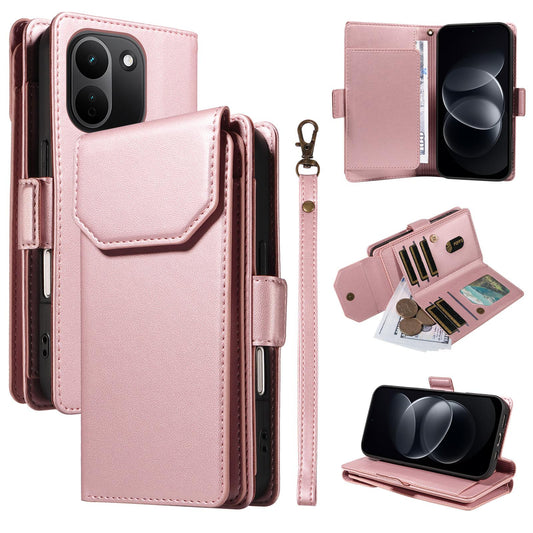 For Redmi Note 17 Pro+ 5G Global 163mm Multi Card Wallet Leather Phone Case with Strap(Rose Gold)