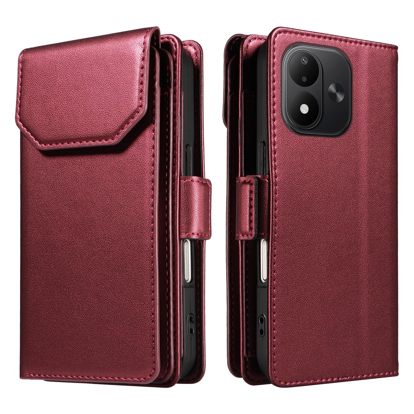 For Redmi Note 17 5G/4G Global 171mm Multi Card Wallet Leather Phone Case with Strap(Red)