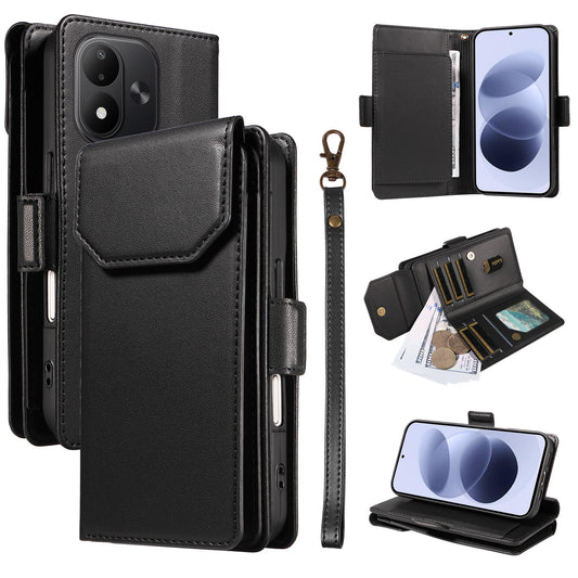 For Redmi Note 17 5G/4G Global 171mm Multi Card Wallet Leather Phone Case with Strap(Black)