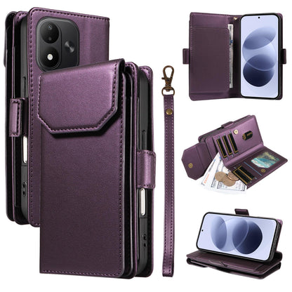 For Redmi Note 17 5G/4G Global 171mm Multi Card Wallet Leather Phone Case with Strap(Purple)