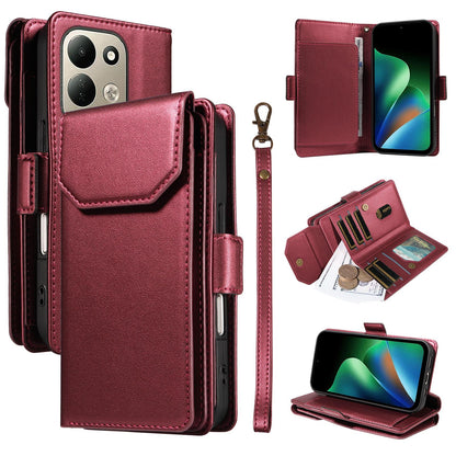 For Redmi 17 5G / 4G Global 170mm Multi Card Wallet Leather Phone Case with Strap(Red)