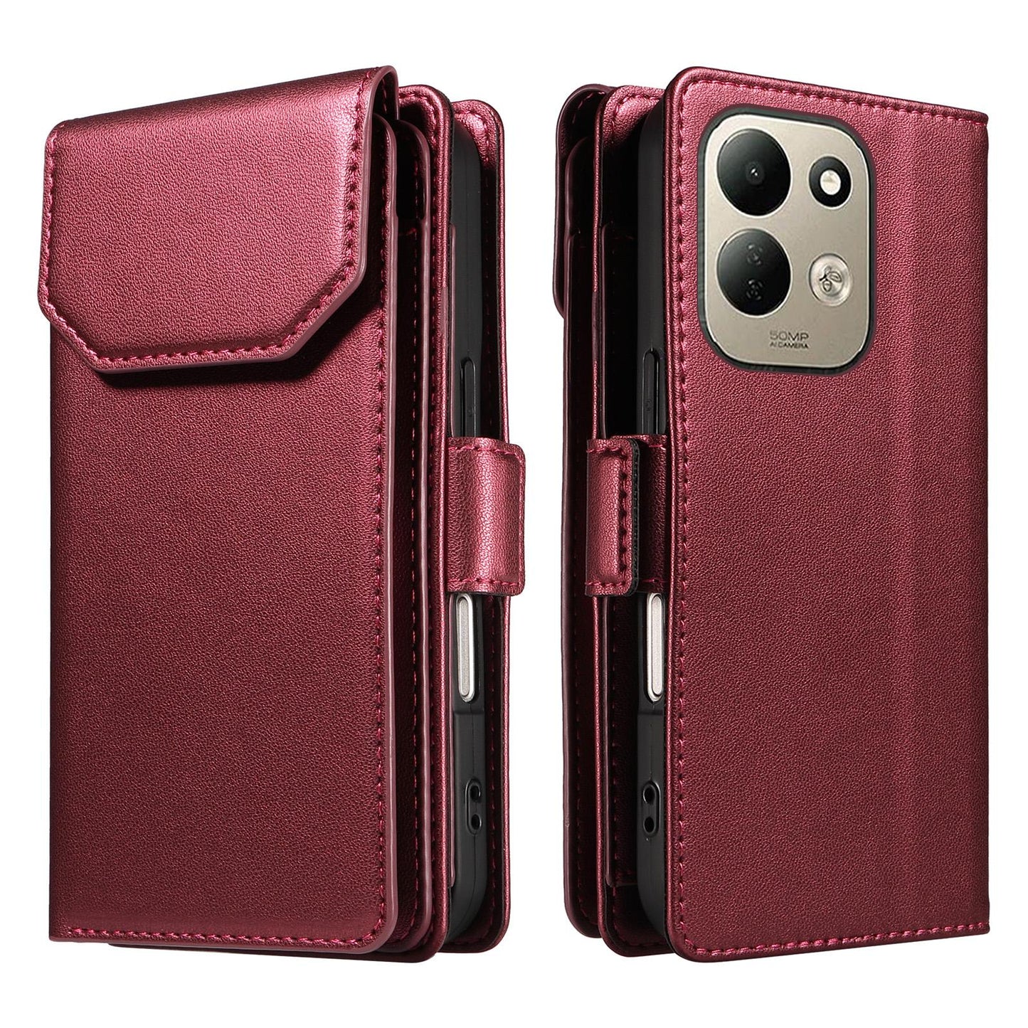For Redmi 17 5G / 4G Global 170mm Multi Card Wallet Leather Phone Case with Strap(Red)