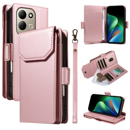 For Redmi 17 5G / 4G Global 170mm Multi Card Wallet Leather Phone Case with Strap(Rose Gold)