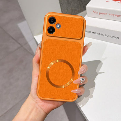 For Galaxy A06 4G Lambskin Series Magnetic Skin Feel Phone Case(Orange)