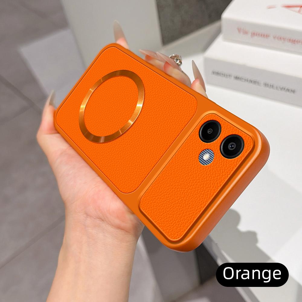 For Galaxy A06 4G Lambskin Series Magnetic Skin Feel Phone Case(Orange)