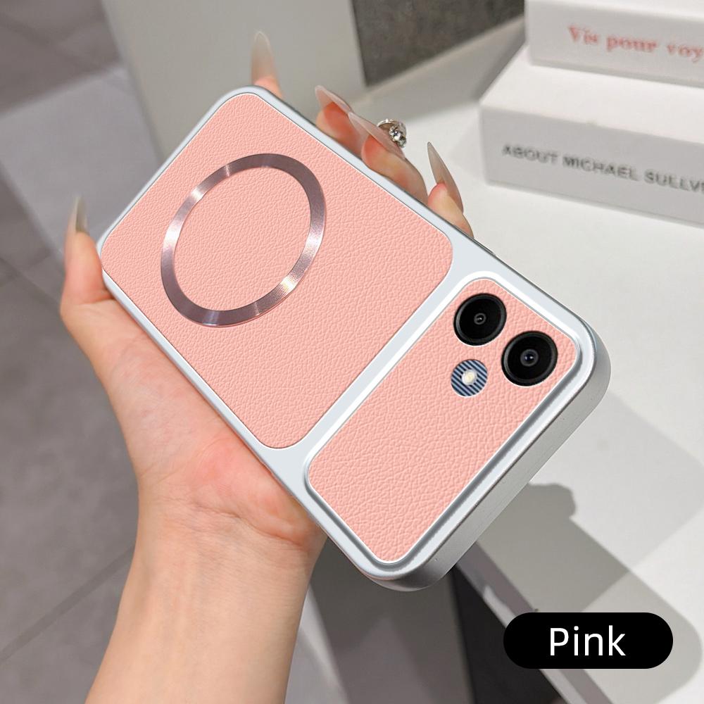 For Galaxy A06 4G Lambskin Series Magnetic Skin Feel Phone Case(Pink)