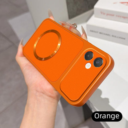 For Galaxy A06 5G Lambskin Series Magnetic Skin Feel Phone Case(Orange)