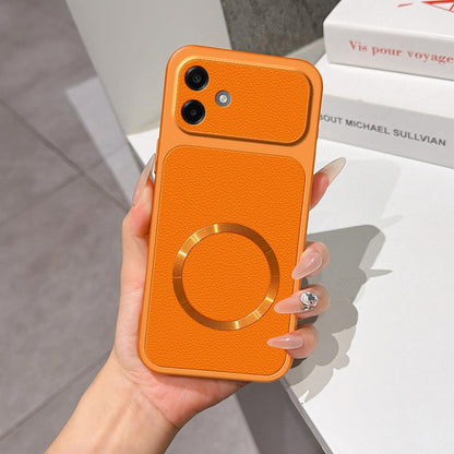 For Galaxy A07 / A08 4G / 5G Lambskin Series Magnetic Skin Feel Phone Case(Orange)