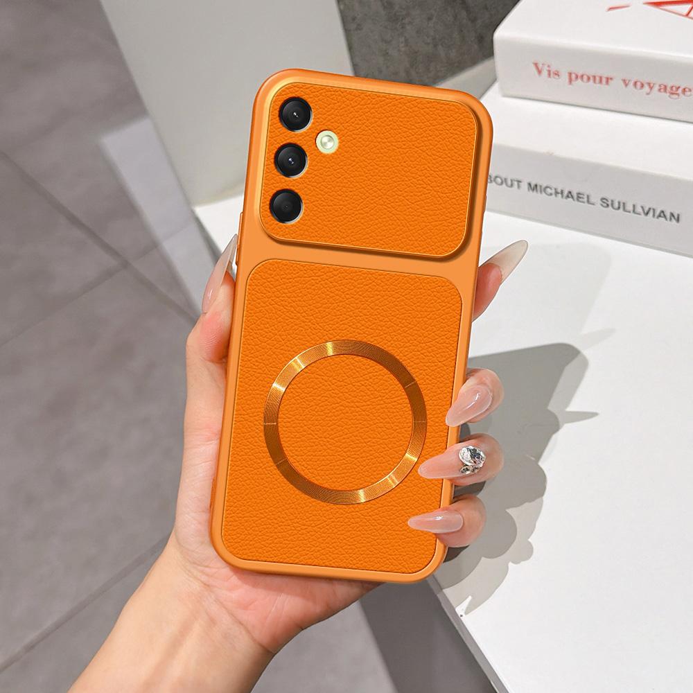 For Galaxy A16 4G / 5G Lambskin Series Magnetic Skin Feel Phone Case(Orange)