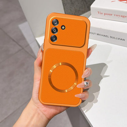 For Galaxy A26 5G Lambskin Series Magnetic Skin Feel Phone Case(Orange)