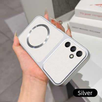 For Galaxy A35 5G Lambskin Series Magnetic Skin Feel Phone Case(Silver)