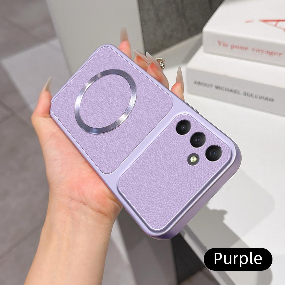 For Galaxy A35 5G Lambskin Series Magnetic Skin Feel Phone Case(Purple)