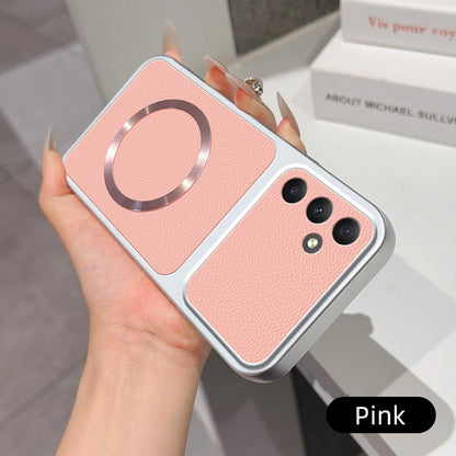 For Galaxy A35 5G Lambskin Series Magnetic Skin Feel Phone Case(Pink)