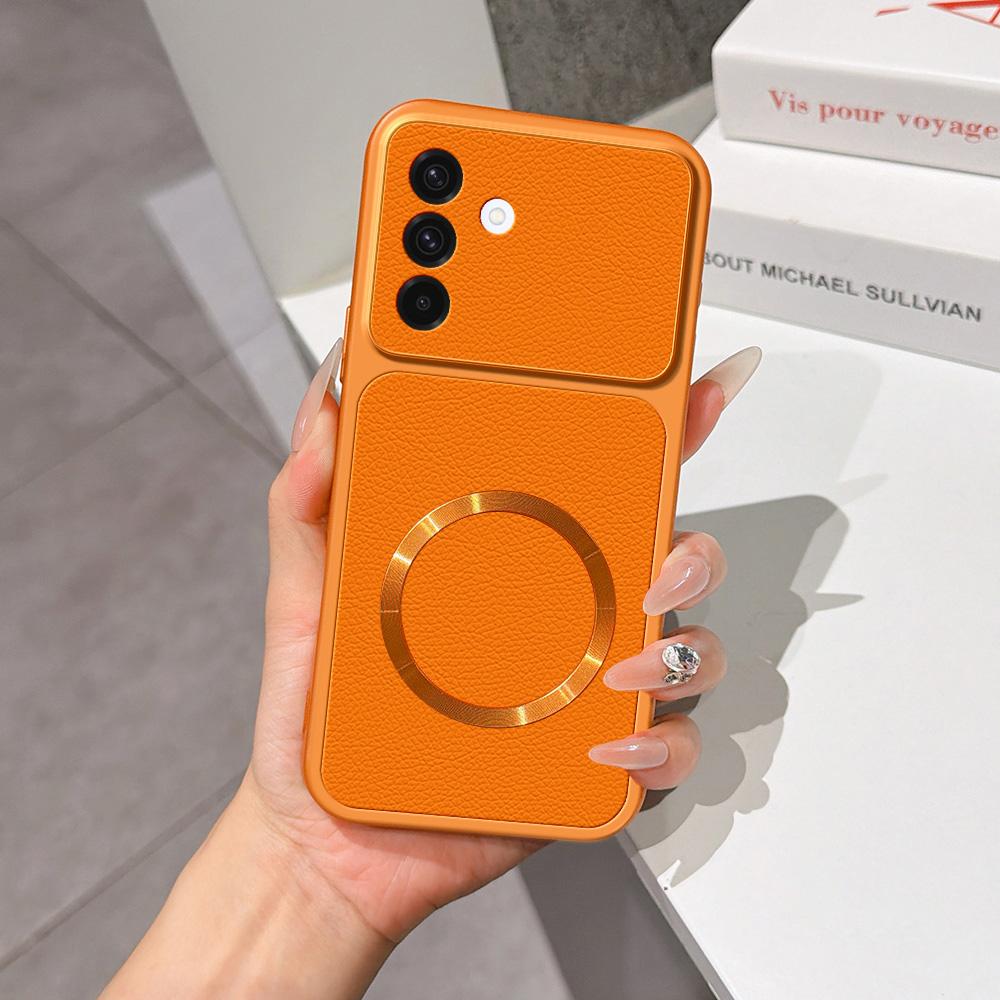 For Galaxy A37 5G Lambskin Series Magnetic Skin Feel Phone Case(Orange)