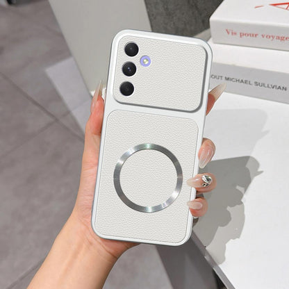 For Galaxy A55 5G Lambskin Series Magnetic Skin Feel Phone Case(Silver)