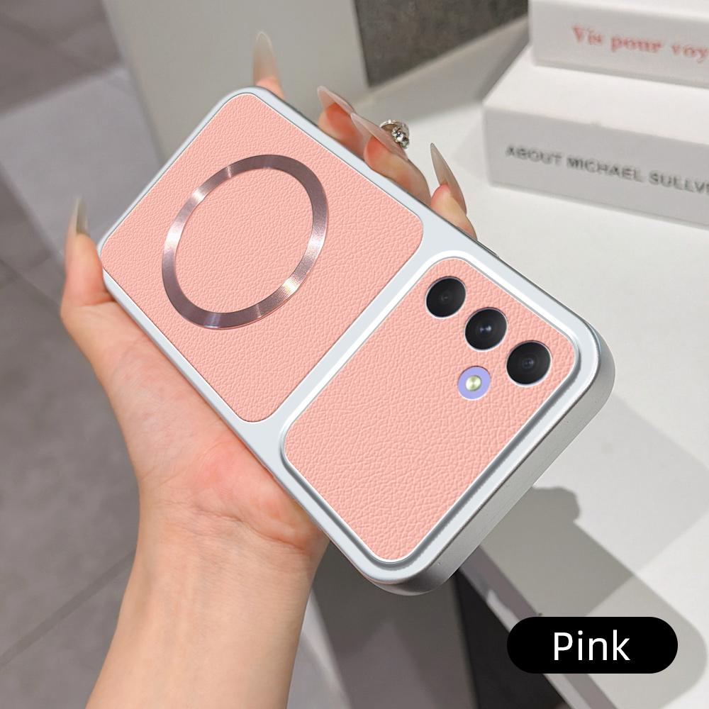 For Galaxy A55 5G Lambskin Series Magnetic Skin Feel Phone Case(Pink)