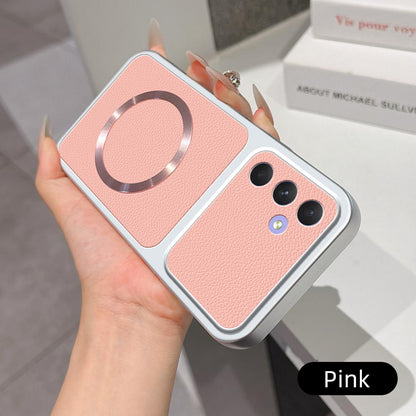 For Galaxy A55 5G Lambskin Series Magnetic Skin Feel Phone Case(Pink)
