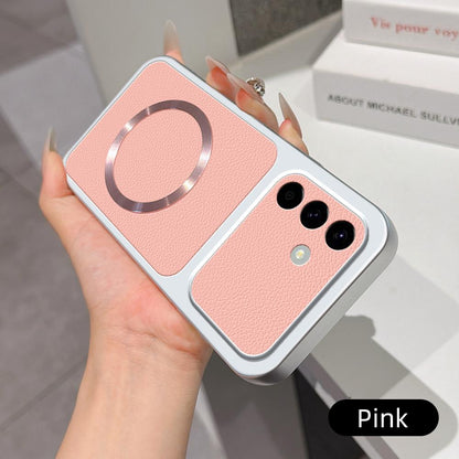 For Galaxy A56 5G Lambskin Series Magnetic Skin Feel Phone Case(Pink)