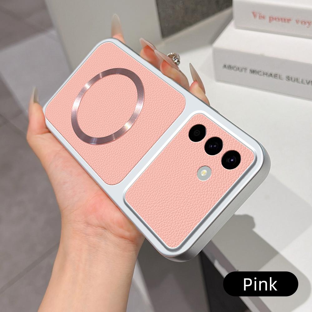 For Galaxy A57 5G Lambskin Series Magnetic Skin Feel Phone Case(Pink)
